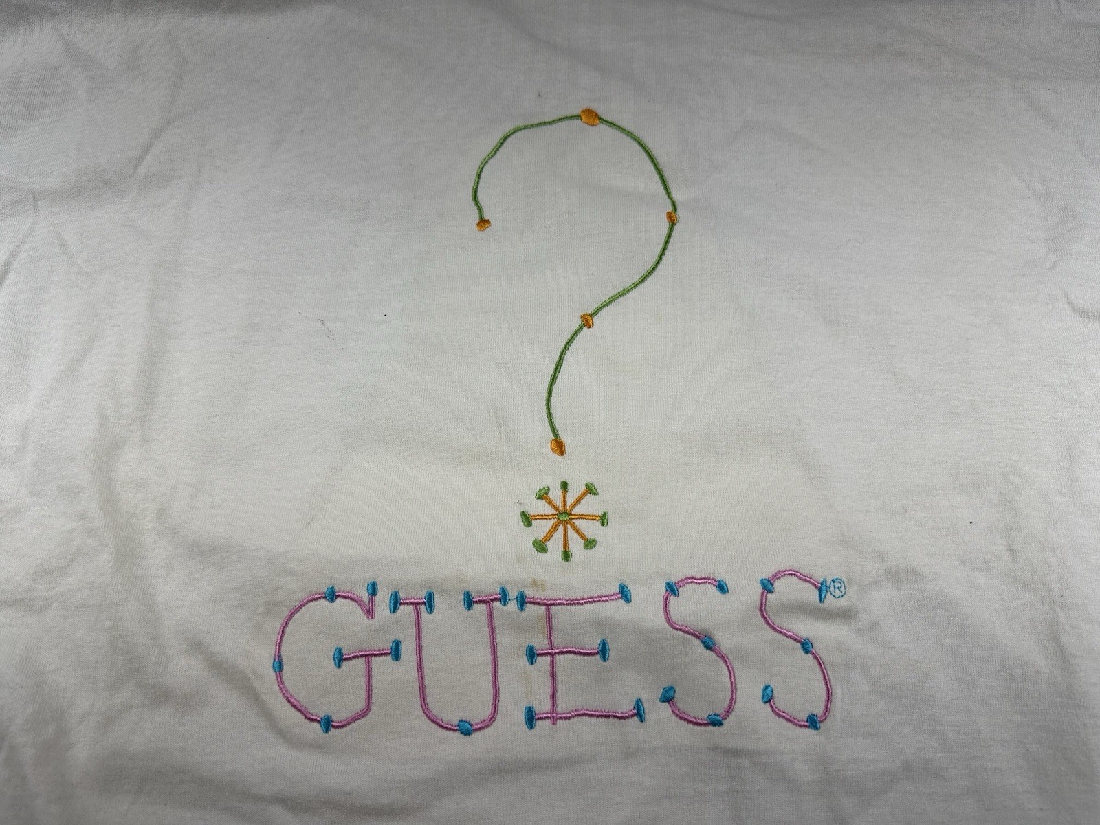 Vintage Guess Shirt OSFA (Fits Large) White Floral Colorful Made In USA 90s Y2K gallery