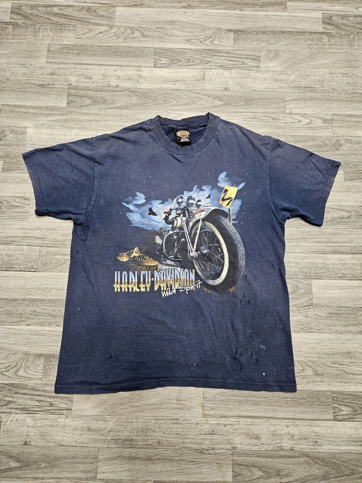 Vintage 90s Harley Davidson T-Shirt L Wild Spirit Bike Bryan Moore Oklahoma