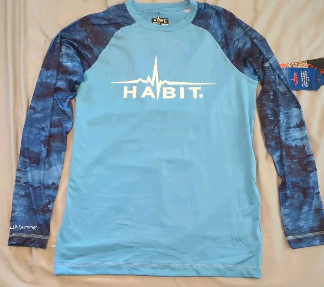 Habit Pacific Trek Long Sleeve Performance Water Swimming Tshirt Size Small