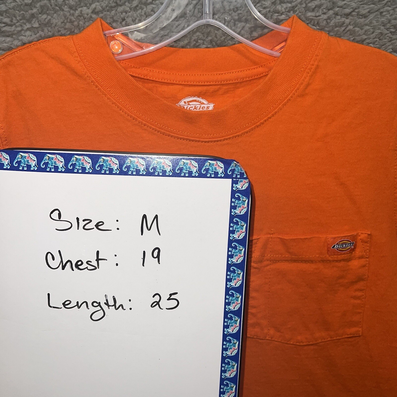 Dickies T Shirt Mens Sz M Orange Short Sleeve Logo Genuine Pocket Work Heavy Tee gallery
