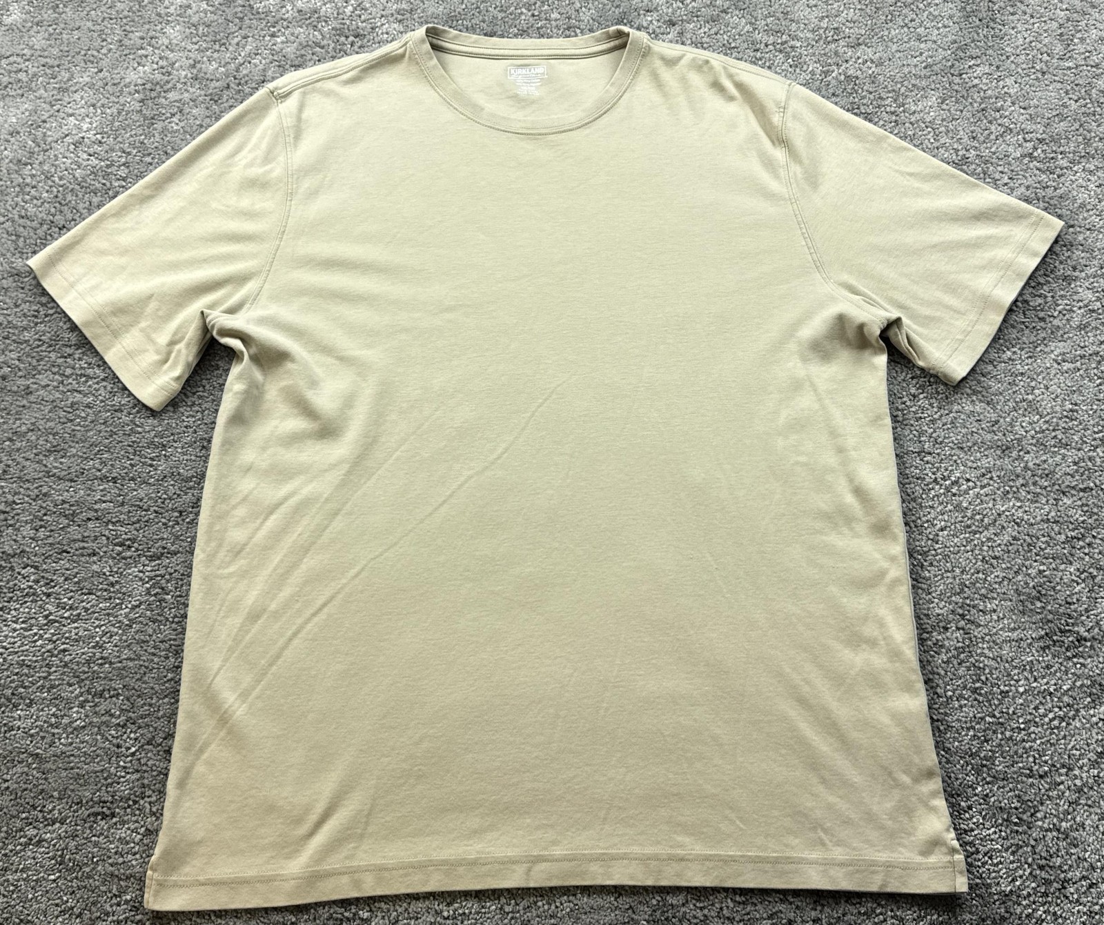 Kirkland Signature Shirt Mens 2XL Beige Pima Cotton Crew Neck Tagless Basic gallery
