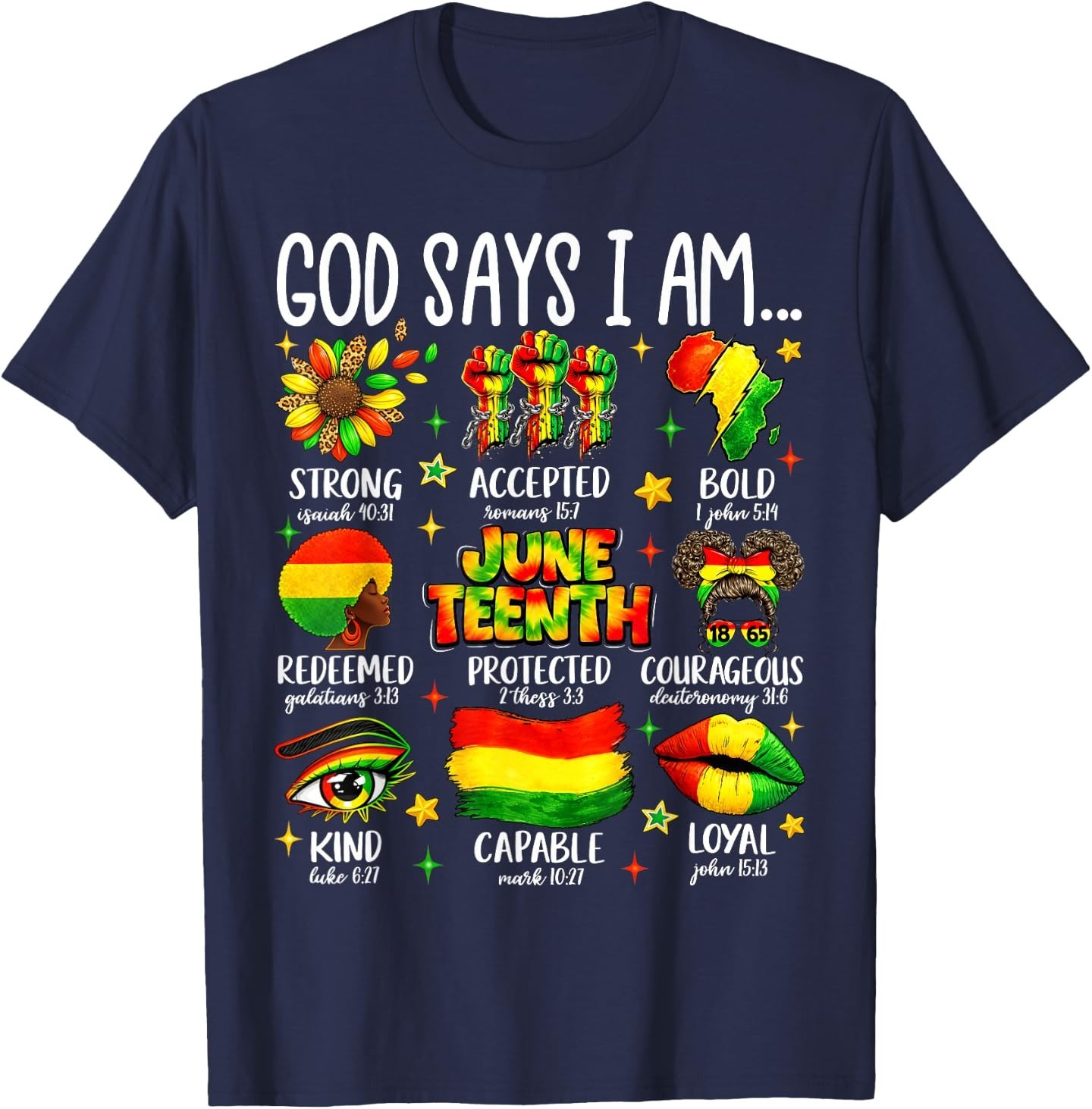 Juneteenth God Says I Am Black Freedom 1865 Christian Women T-Shirt gallery