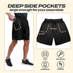 BOOJO 5 Pack Athletic Gym Large, 1-black/Black/Dark Grey/Navy Blue/Light Grey