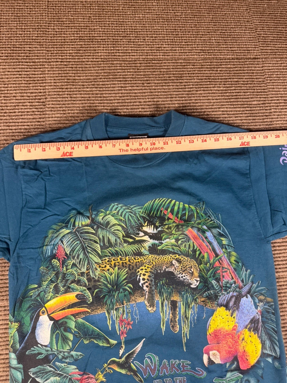 Vintage Rainforest Cafe Graphic T Shirt Size Medium All Over AOP Wake Up gallery