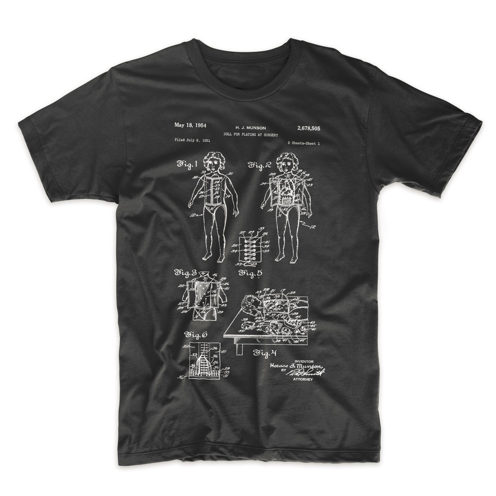 Surgery Doll Patent T-Shirt.100% Cotton Comfy Tee on Black White or Gray. NEW gallery