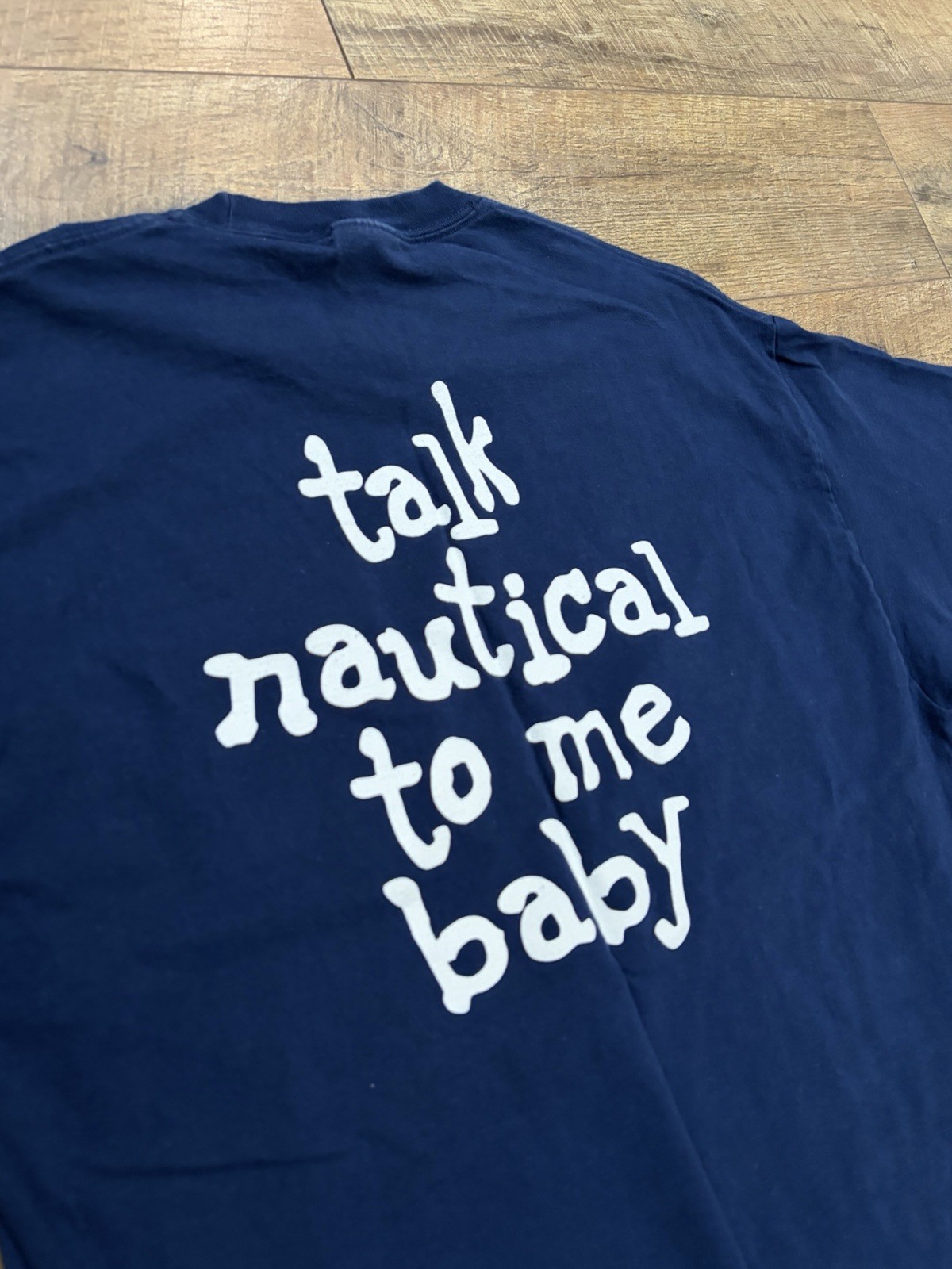 Vintage Nautical Fisherman Funny Dirty Graphic Tee Navy Blue Double Sided XL gallery