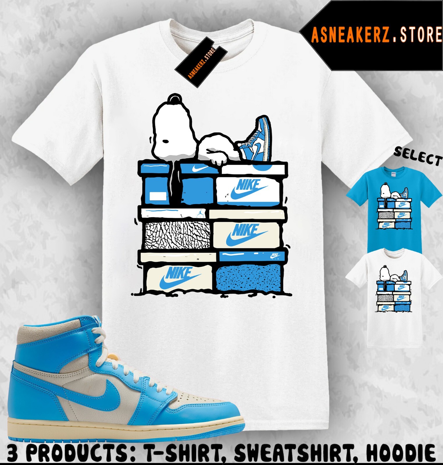 Shirt Match AJ 1 High UNC Reimagined Sneaker Matching Sneakerhead S Dog T-Shirt gallery