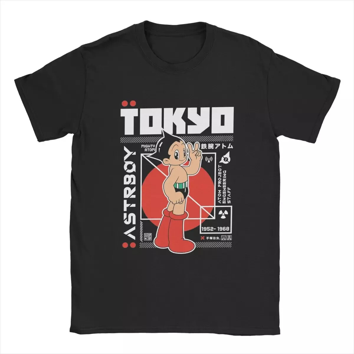 Astroboy Cartoon T Shirts Atom Manga Men Cotton Casual T-Shirt Crewneck Child…