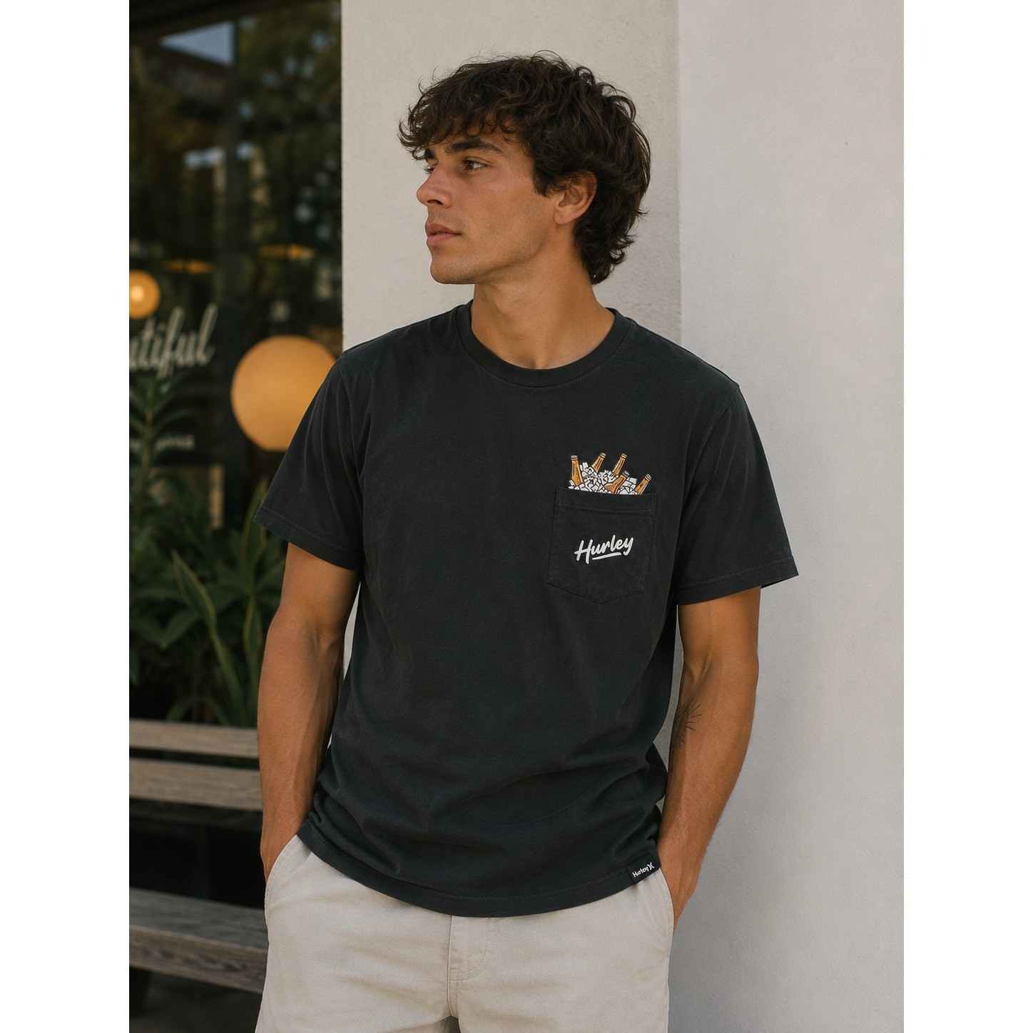 NWT Hurley Mens Everyday Pocket Tee Small Black Cotton Casual Streetwear Shirt