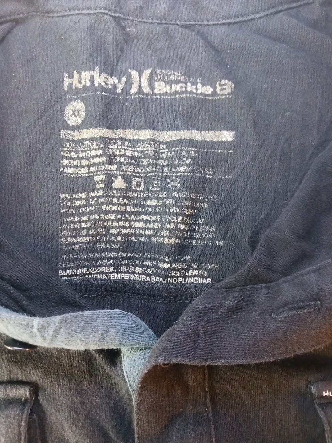 Hurley Buckle Shirt Men's XL Collar Pocket Black Short Sleeve Shirt gallery