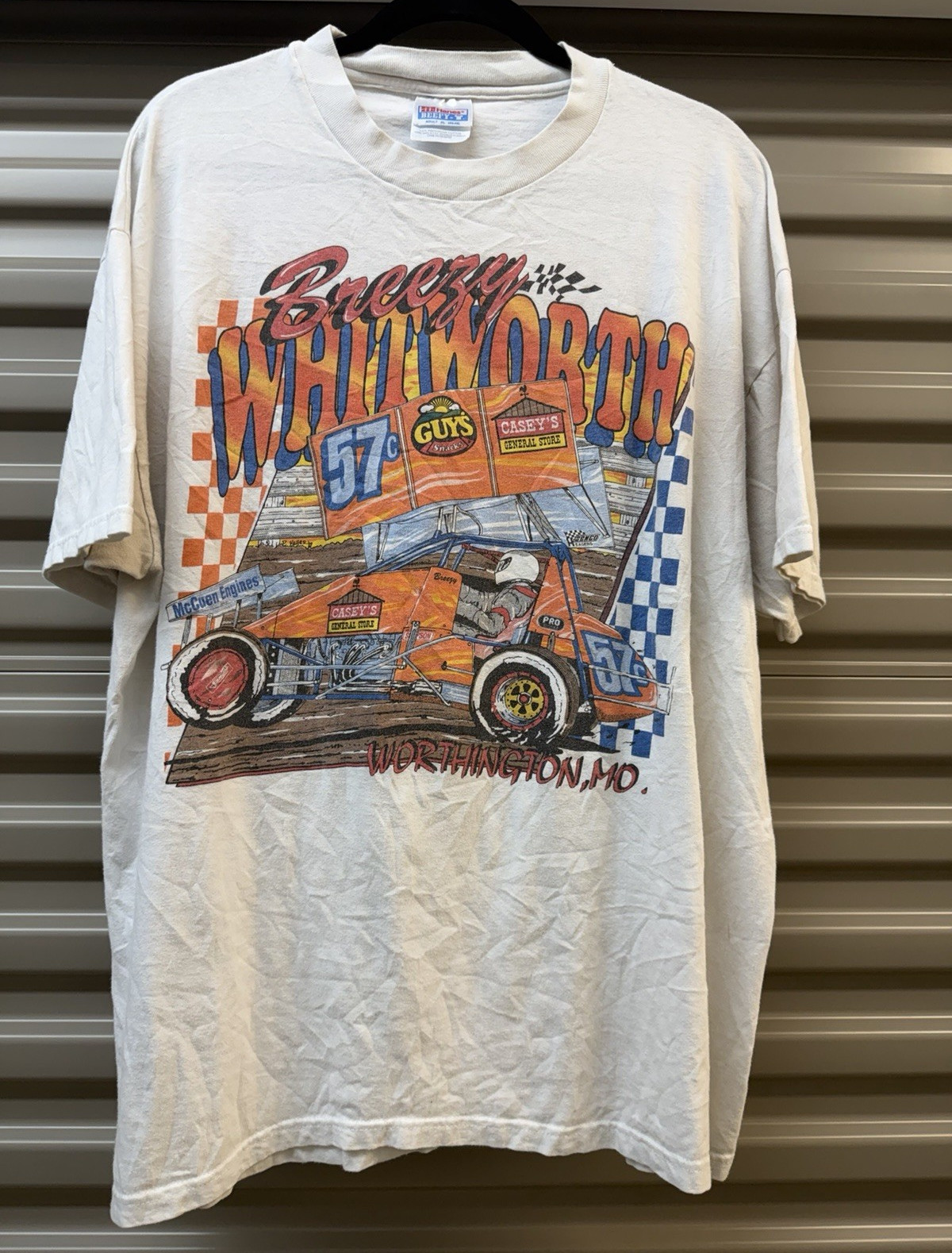 Vintage Breezy Whitworth Sprint Car Shirt 90s Worthington MO Dirt Track L