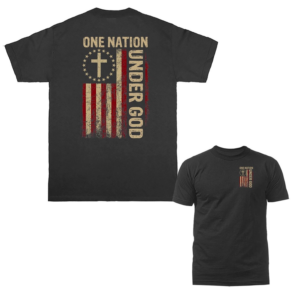One Nation Under God American Flag Cross 4th Of July T-shirt