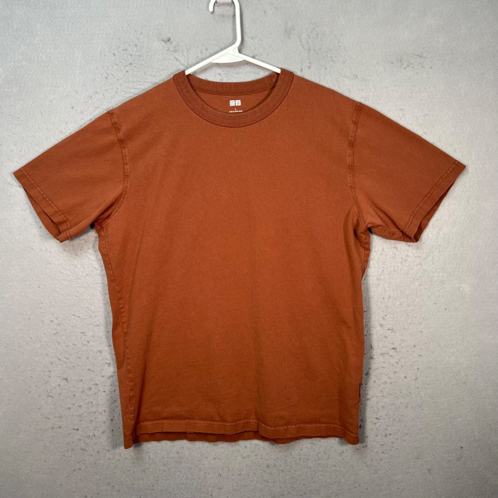 Uniqlo U Mens Size Large Brown Crew Neck Short Sleeve T-Shirt 100% Cotton