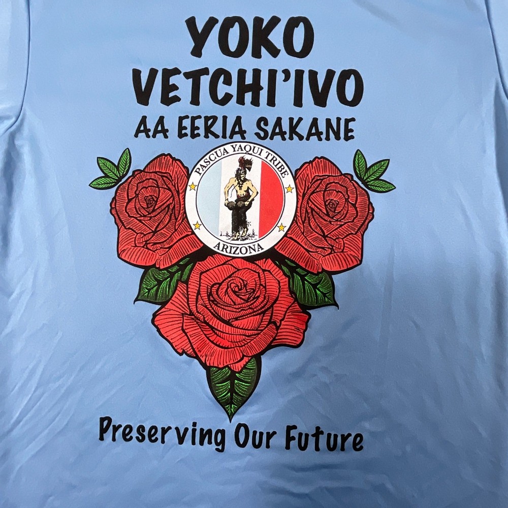 A4 Pascua Yaqui Native Tribe Performance T-Shirt Mens Small Blue Rose Graphic