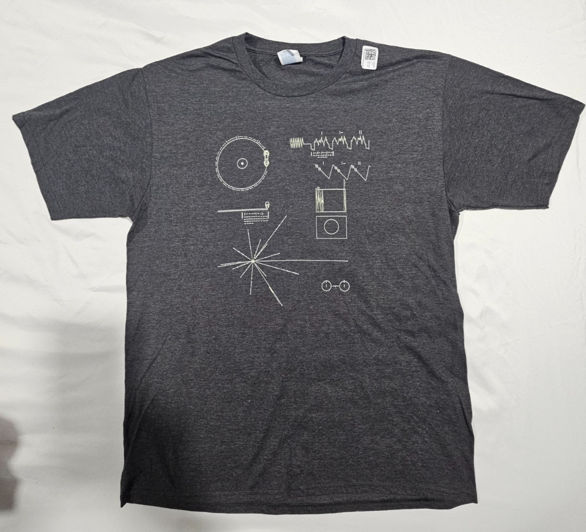 NASA Voyager Golden Record T Shirt 100% Cotton T-Shirt, Heather Gray, Large gallery