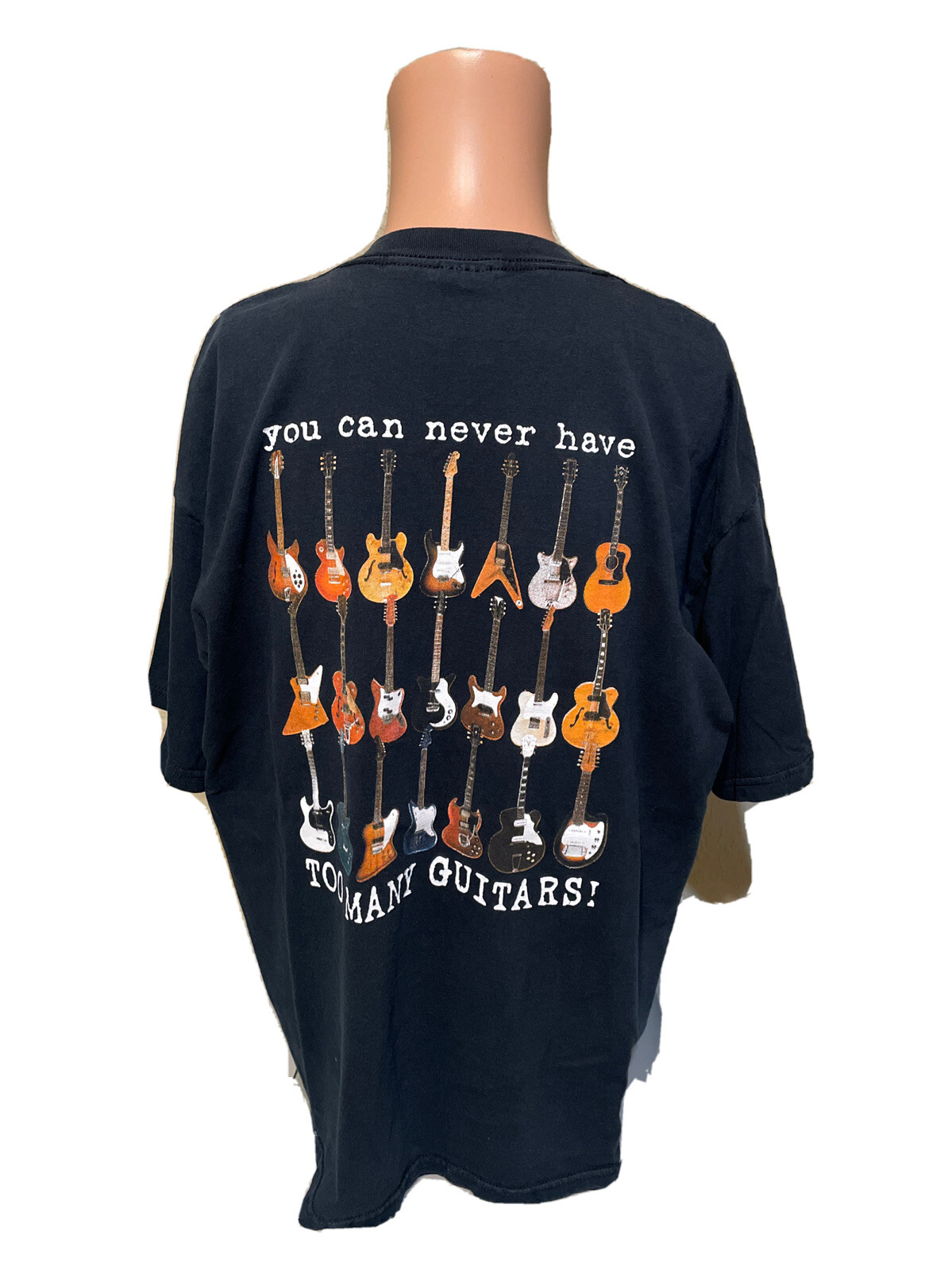 Vintage 90’s You Can Never Have Too Many Guitars Black Shirt Size XL