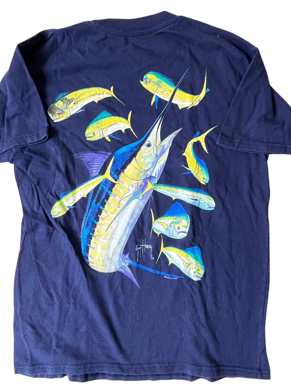 Guy Harvey VTG Shirt Youth Large Blue 2004 Fishing Ocean Beach Outdoors Novelty