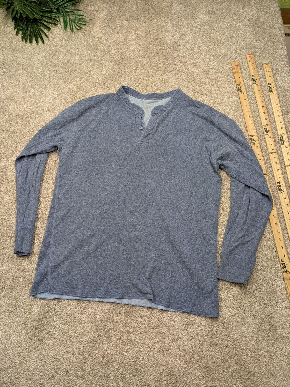 L.L.Bean River Driver Wool Henley Shirt Mens XLT Extra Large Tall Blue