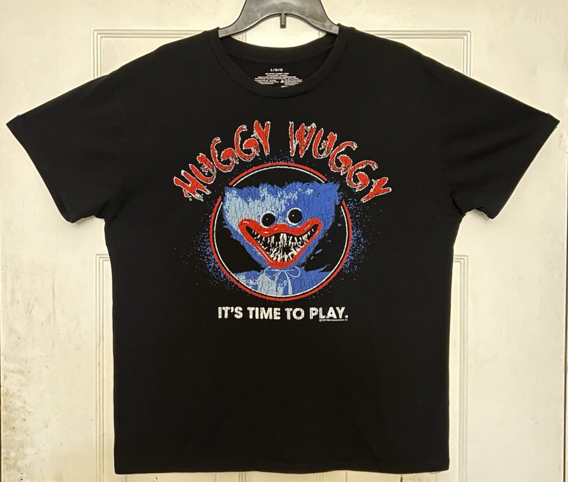 Poppy Playtime Huggy Wuggy Black T-Shirt Size Large & Adjustable Strap Dad Hat gallery