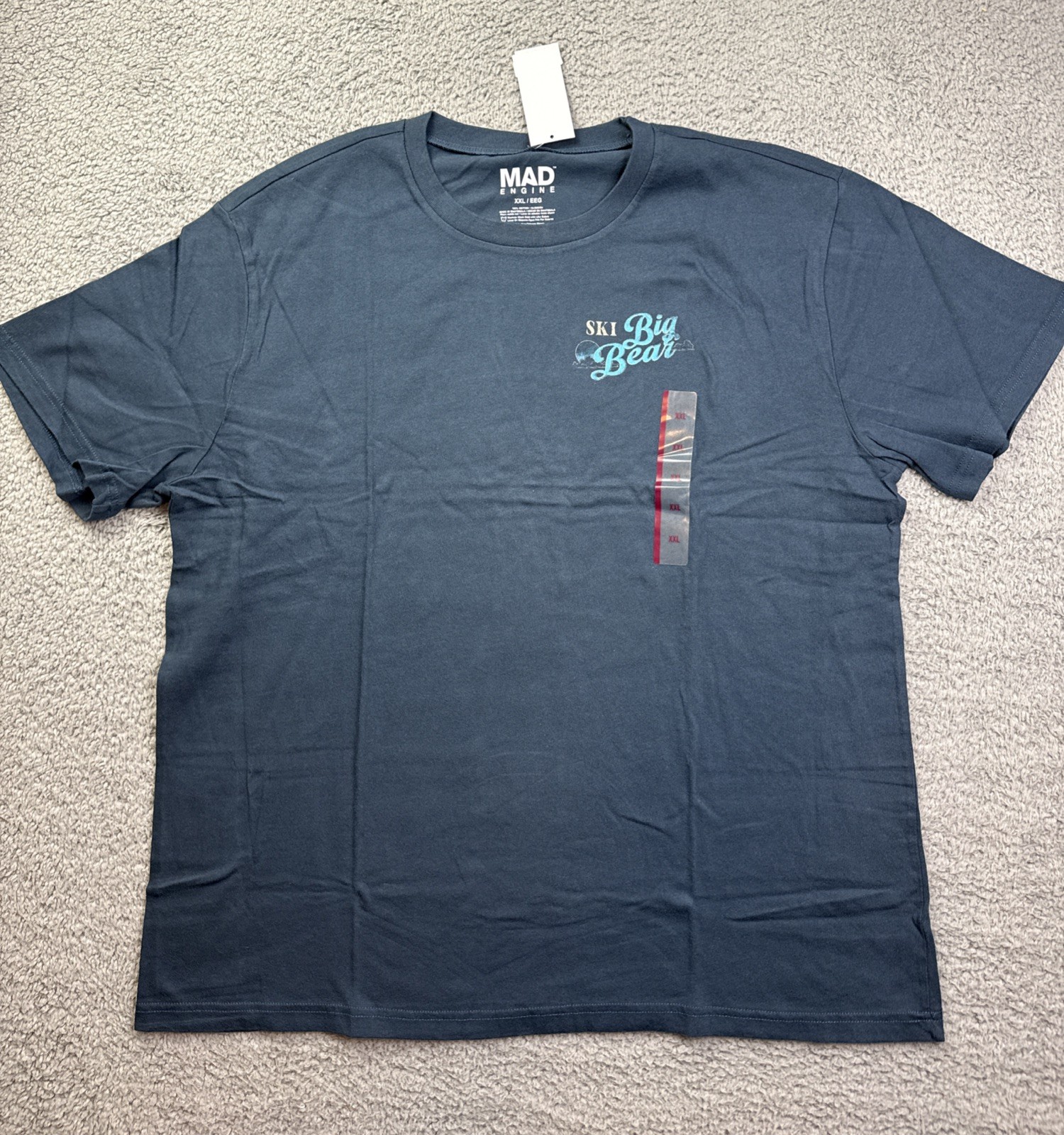 Mad Engine Ski Big Bear Shirt Mens XXL Blue Winter Wonderland Graphic Tee
