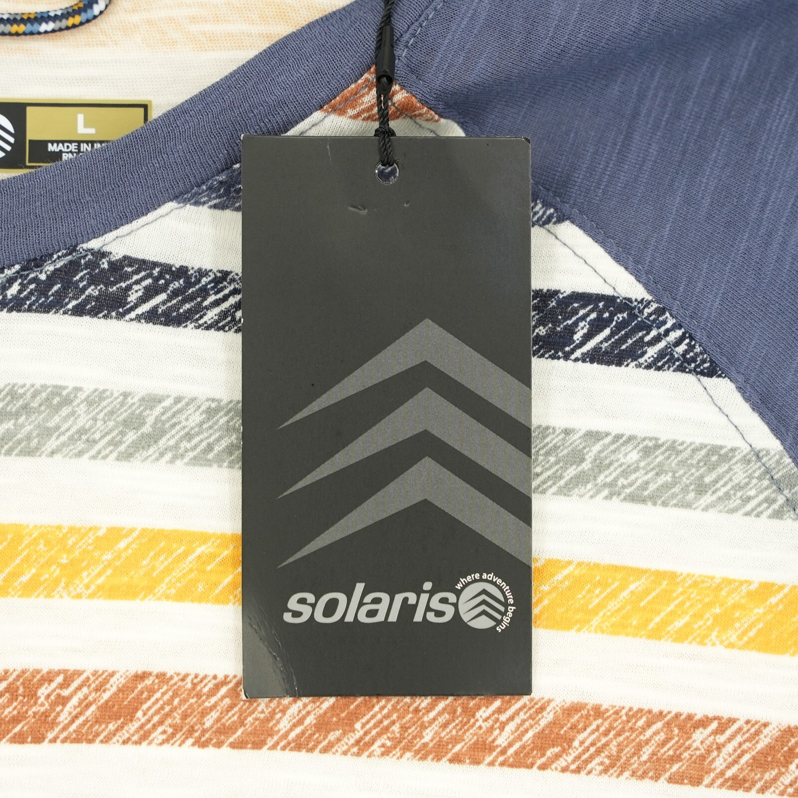 Solaris Men's Long-Sleeve Shirt L Blue White Yellow Orange Gray Striped NWT gallery