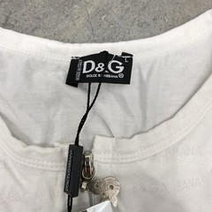 Dolce & Gabbana Text Logo Graphic Long Sleeve Full Zip T-Shirt White Size Large