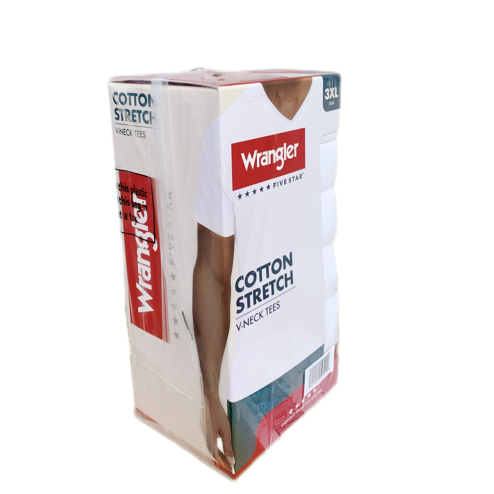 Wrangler® Men’s Cotton Stretch V-NECK TEE 6-Pack   3XL (54-56)    “GIFT BOX”