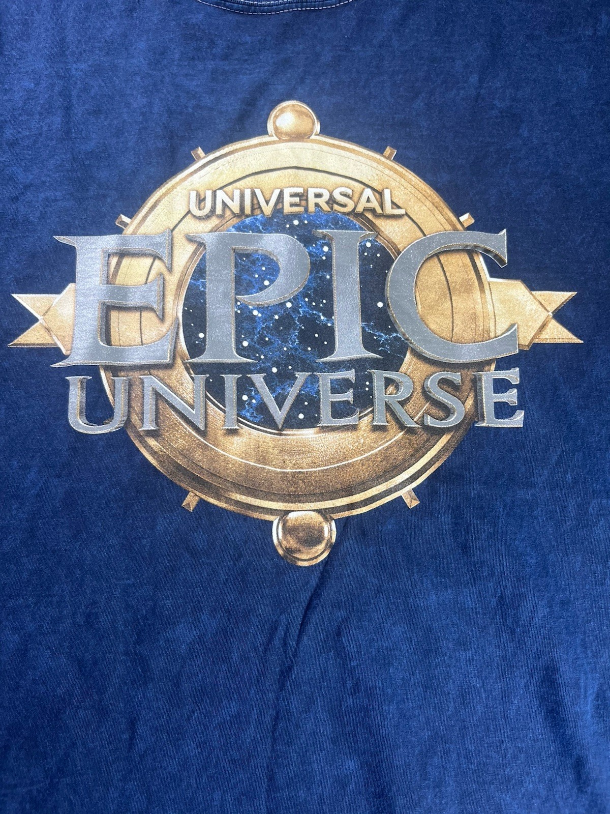 Universal Epic Universe Acid Wash Graphic T Shirt Blue Theme Park Tee XXL gallery