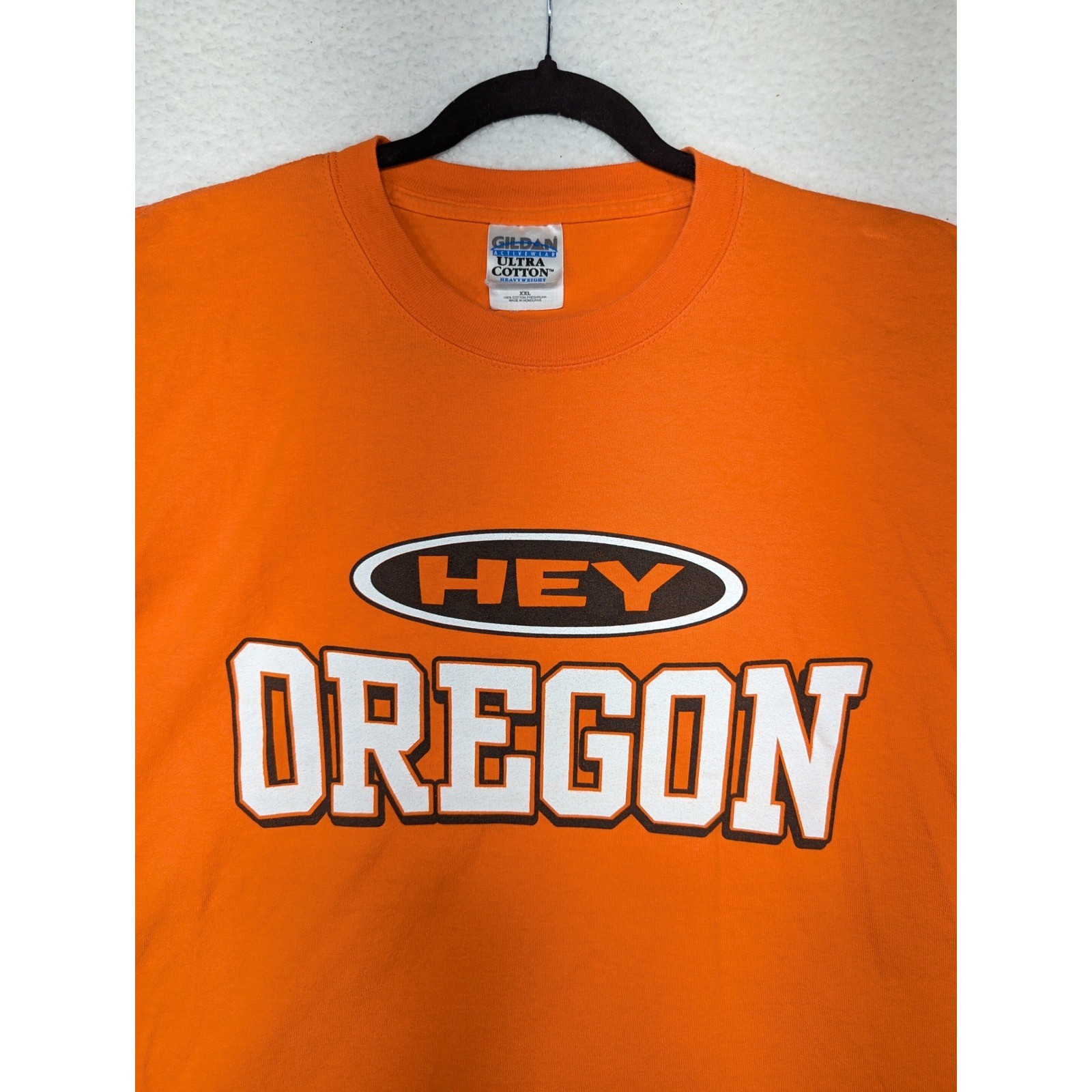 Hey Oregon Graphic T-Shirt Gildan Ultra Cotton Orange XXL Funny Up Yours gallery