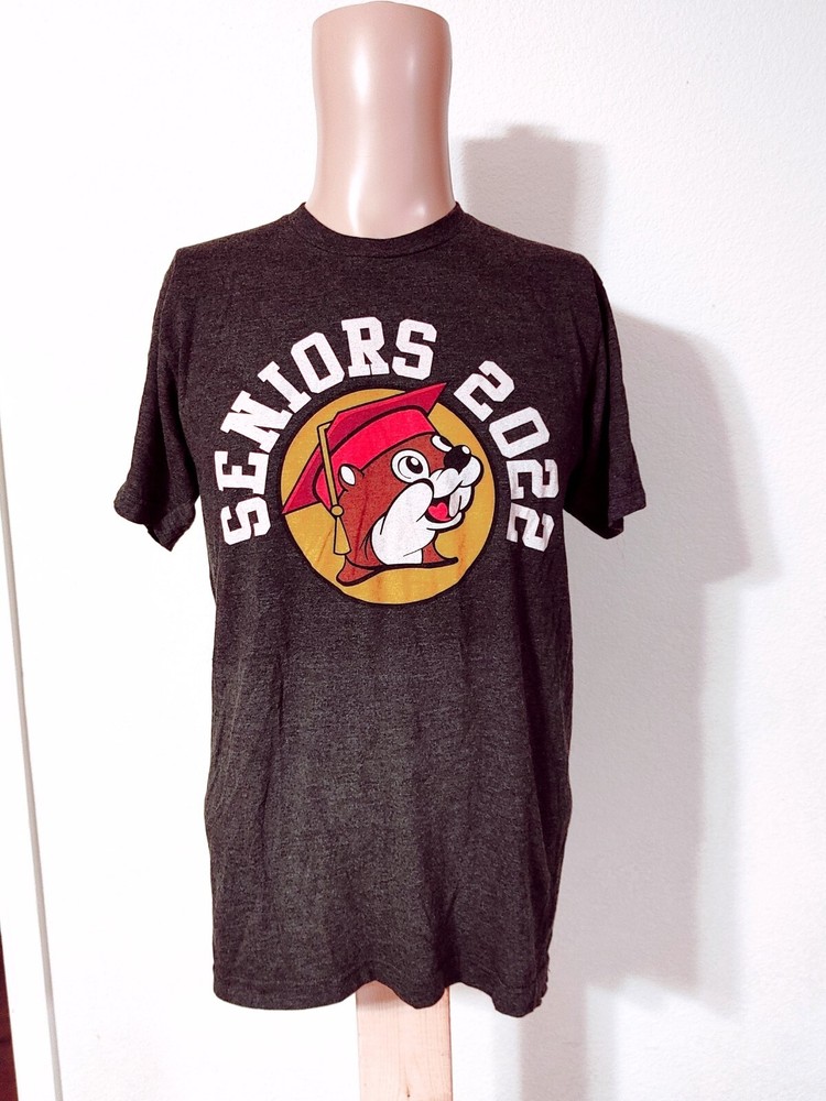 Buc-ees Men’s Black Cotton Crew Neck Seniors 2022 Short Sleeves T-Shirt Size M