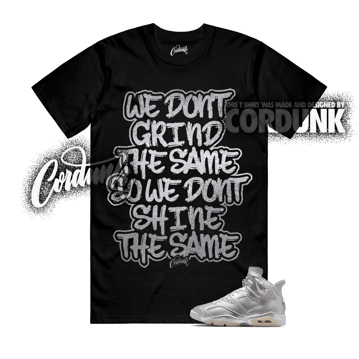 6 Metallic Silver Pure Platinum Oil Grey T Shirt Match DIFF