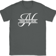 Letter N Monogram Your Text Here Custom T-Shirt Personalize Family Tee