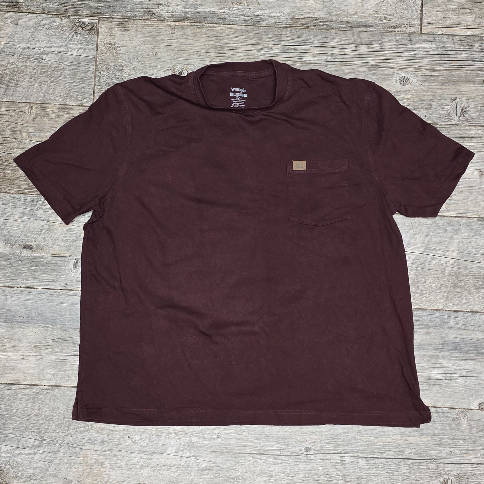 Wrangler Riggs Short Sleeve T-Shirt 2XL Pocket 100% Cotton Maroon gallery