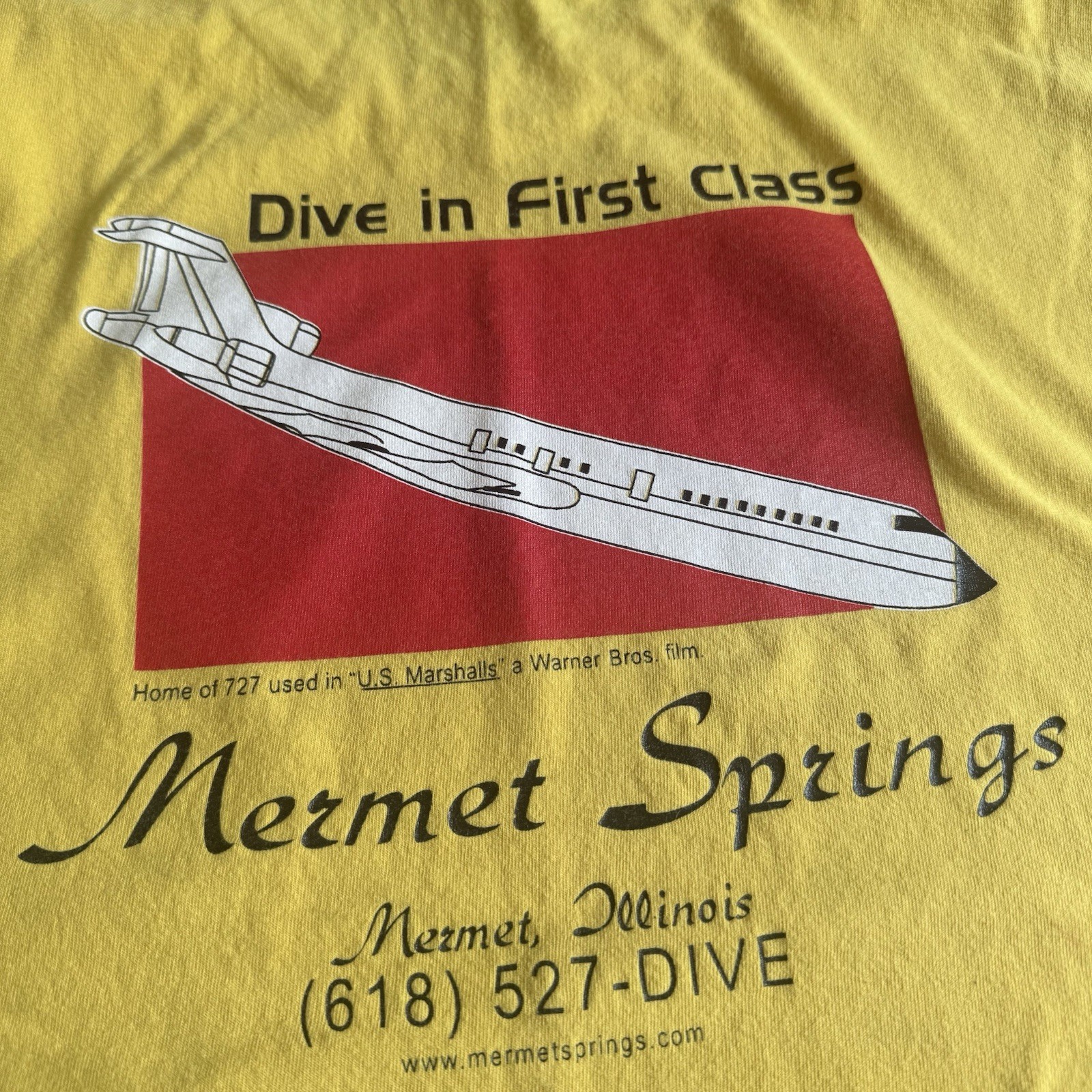 Mermet Springs Diving Center Shirt Yellow Mermet Illinois XL Diver Shirt gallery