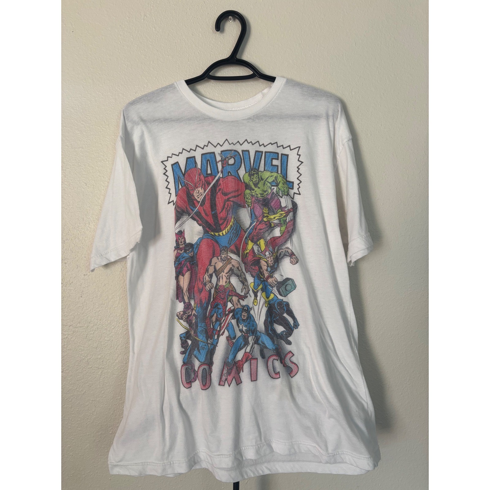 Marvel Comics Graphic T-Shirt Mens 2XL White Avengers Spider-Man Hulk Thor Tee gallery