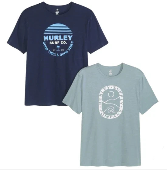 2-Pack HURLEY Men's Classic Graphic Tee T-Shirt DARK BLUE/BLUE Logo Cotton New gallery