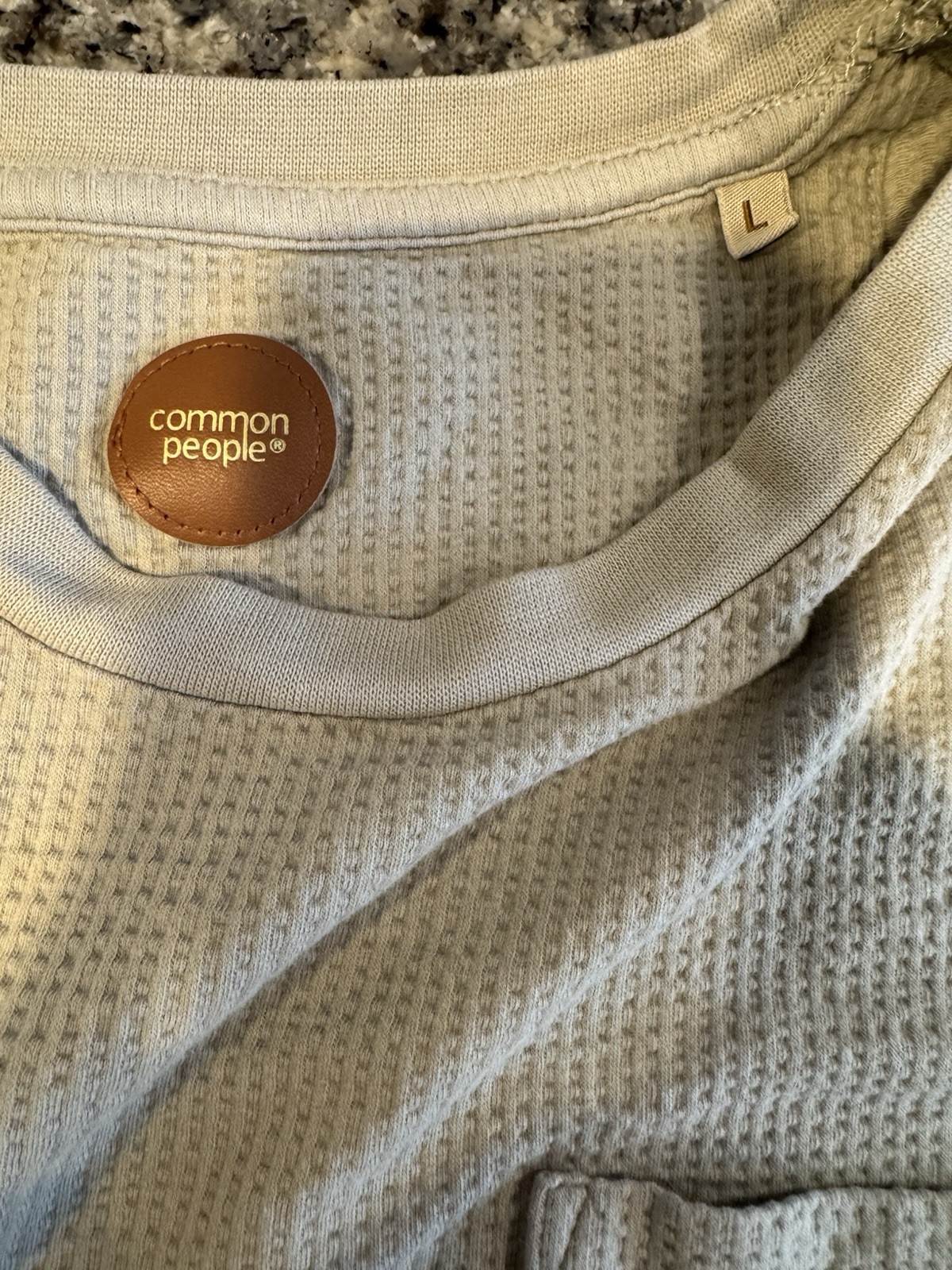 Common People Women’s Large Gray Waffle Knit Pocket Tee Casual Minimalist gallery