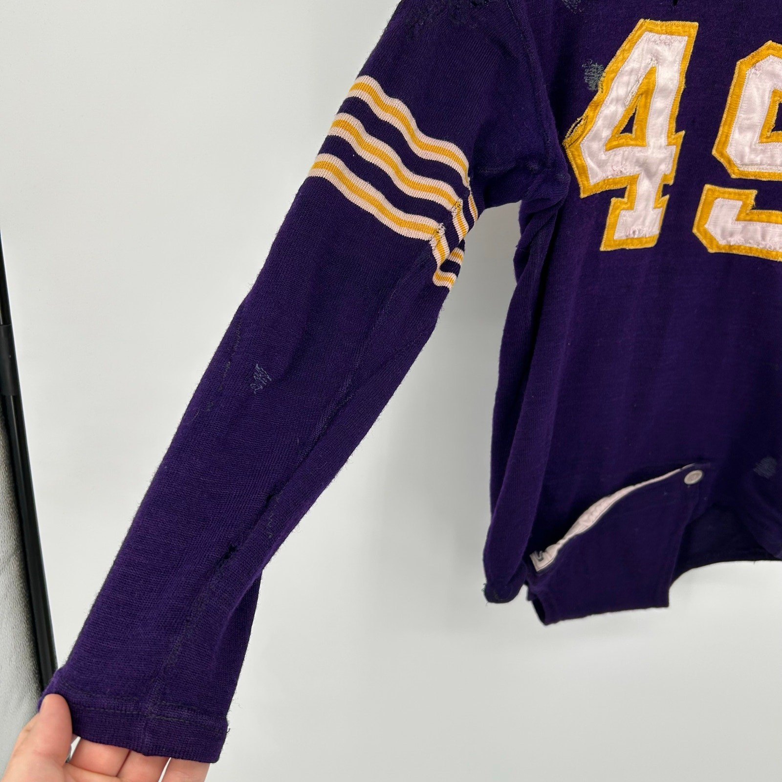 VTG 20s 30s Purple O'Shea Knitting Mills Wool Button Crotch Football Jersey 42 gallery