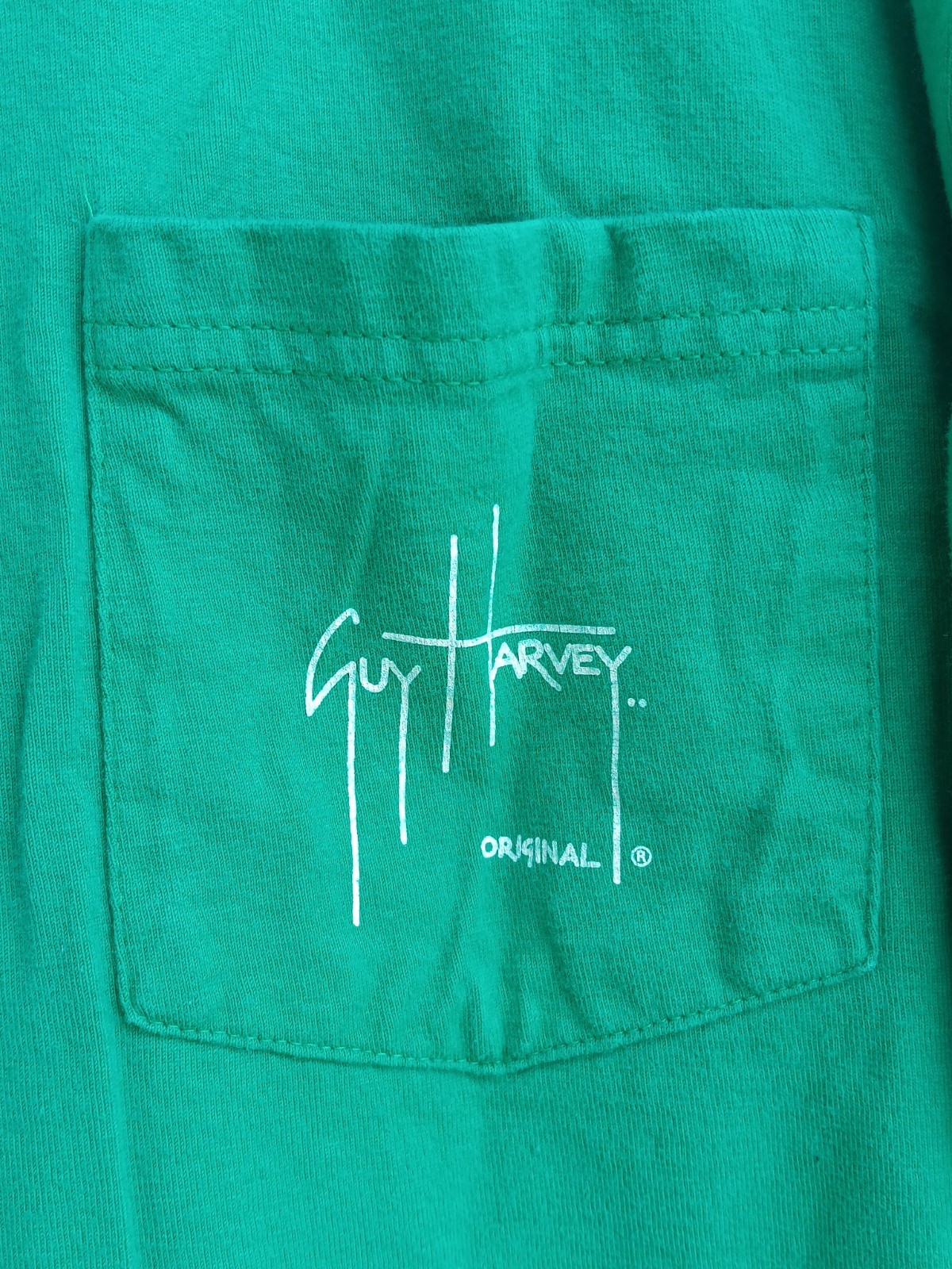 Guy Harvey By AFTCO Bluewater T Shirt Mens Sz: XL Graphic Logo Pocket Green Flaw gallery