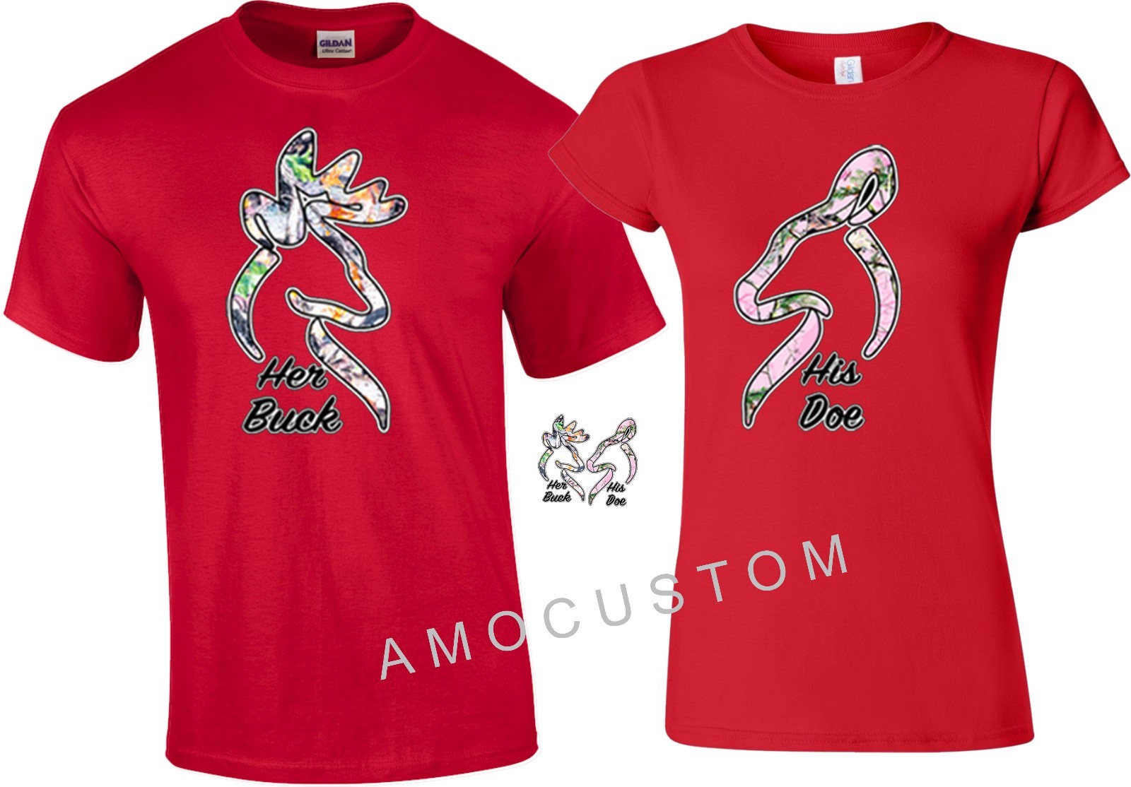His DOE Her Buck VALENTINES LOVE Couple matching funny cute T-Shirts S-4XL gallery
