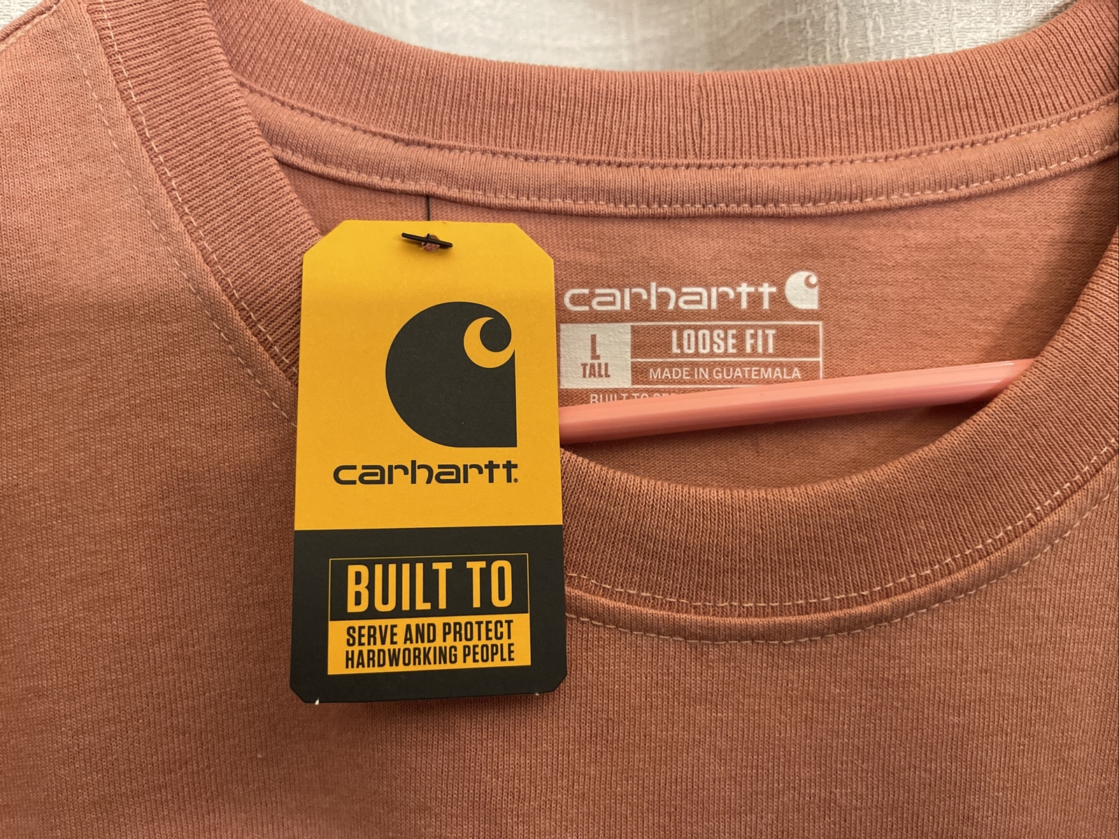 Carhartt T-Shirt Sz L Large Ginger Heather Heavy Short Sleeve Spellout TK0195-M gallery