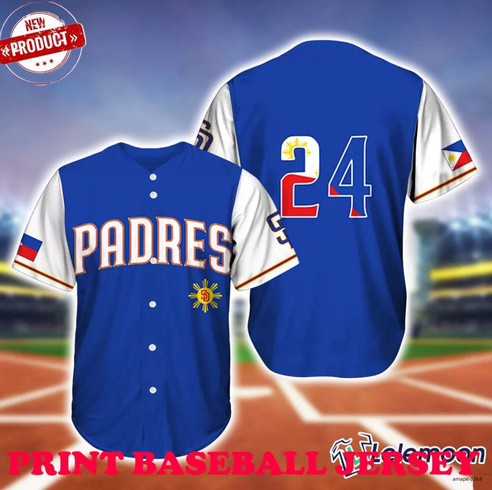 Padres Filipino Heritage Celebration Giveaway 2024 Fanmade Baseball Jersey S-5XL gallery