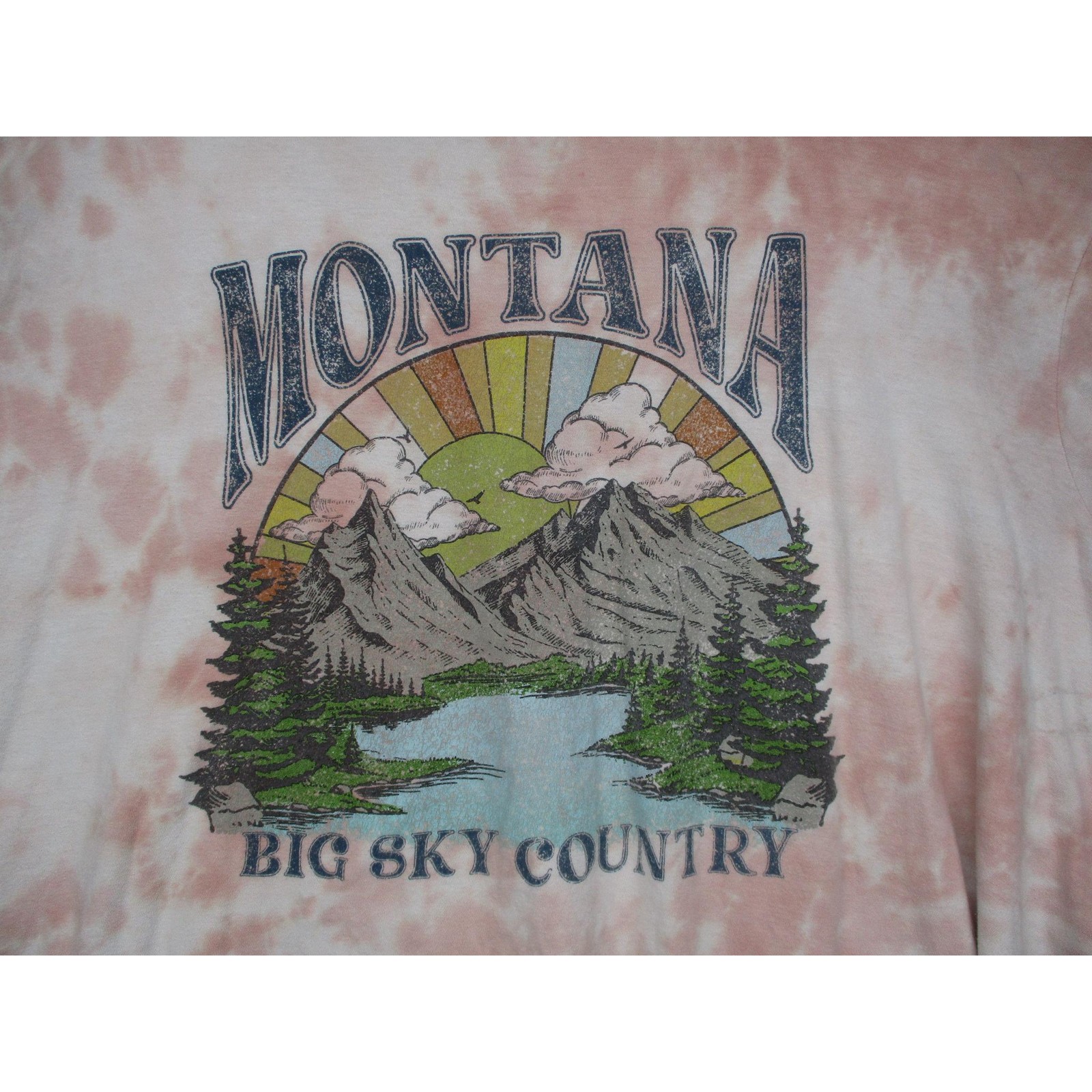 Cold Crush Pink Tie-Dye Graphic Outdoorsy Montana T-Shirt Unisex Size 3X gallery