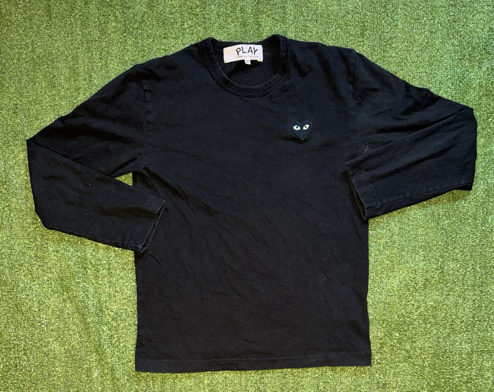 Play Comme Des Garcons Black Long Sleeve Tee Shirt Black Heart Size Medium M
