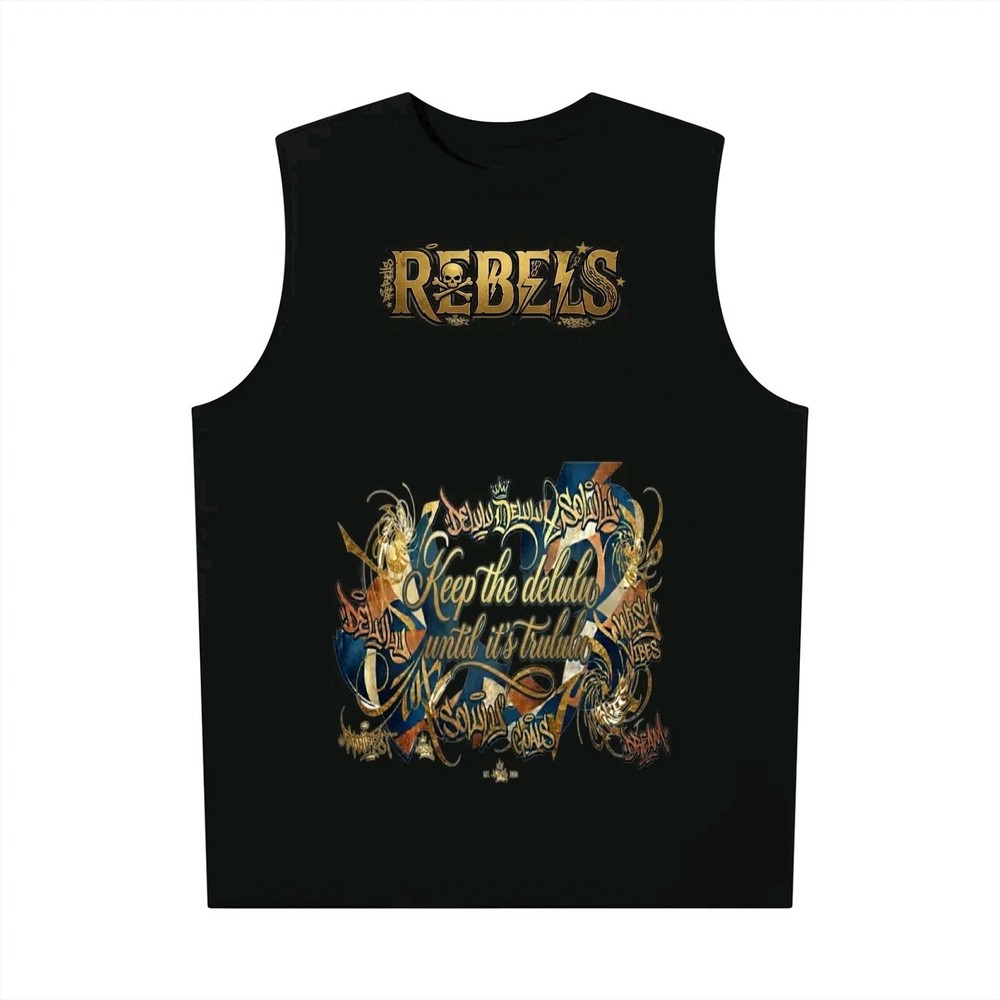 La mc de Neil Men’s L Black Rebels Skull Graphic Print Sleeveless Crew Neck Tee