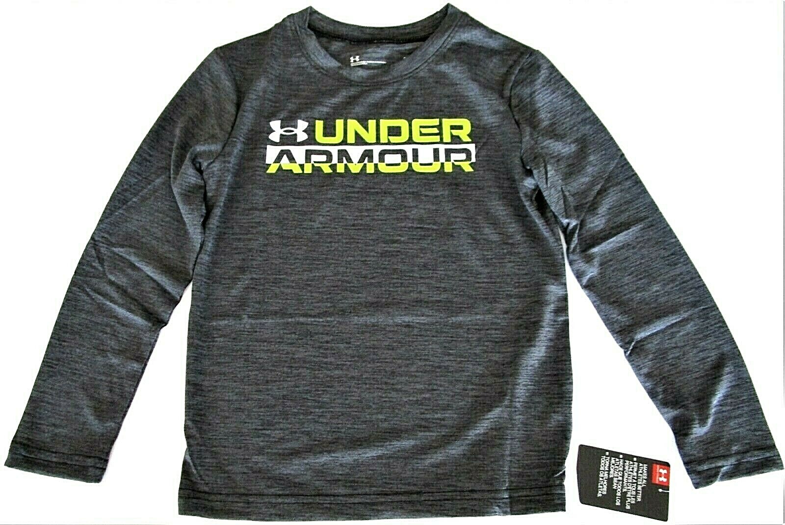 Under Armour Boys Heat Gear Black Marled Long Sleeve Shirt Y6 & Y7 NWT