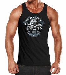 Mens Tank Top Surf Design Retro Style Lettering Golden Coast Miami Florida