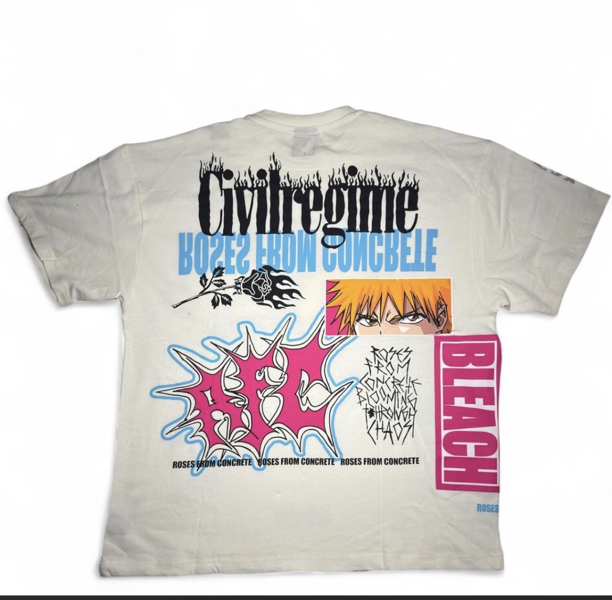 Civil Regime Bleach Ichigo Kurosaki Roses From Concrete Oversized Tee - Size M gallery