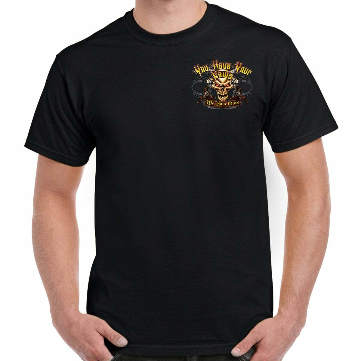 Skull Laws 2nd Amendment Motorcycle Gun Biker T-Shirt gallery