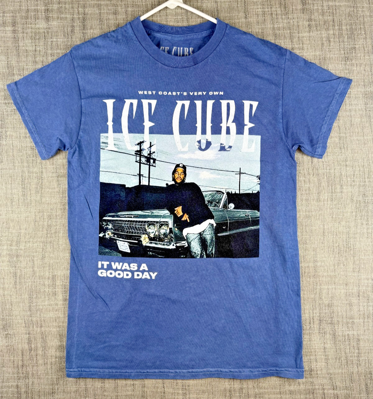 Size S – Ice Cube West Coast Good Day Portrait Graphic T-Shirt Blue
